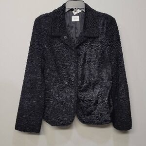 Emma James Black Crushed Velvet Jacket 14 Old Hollywood Evening Glam Formal Prom